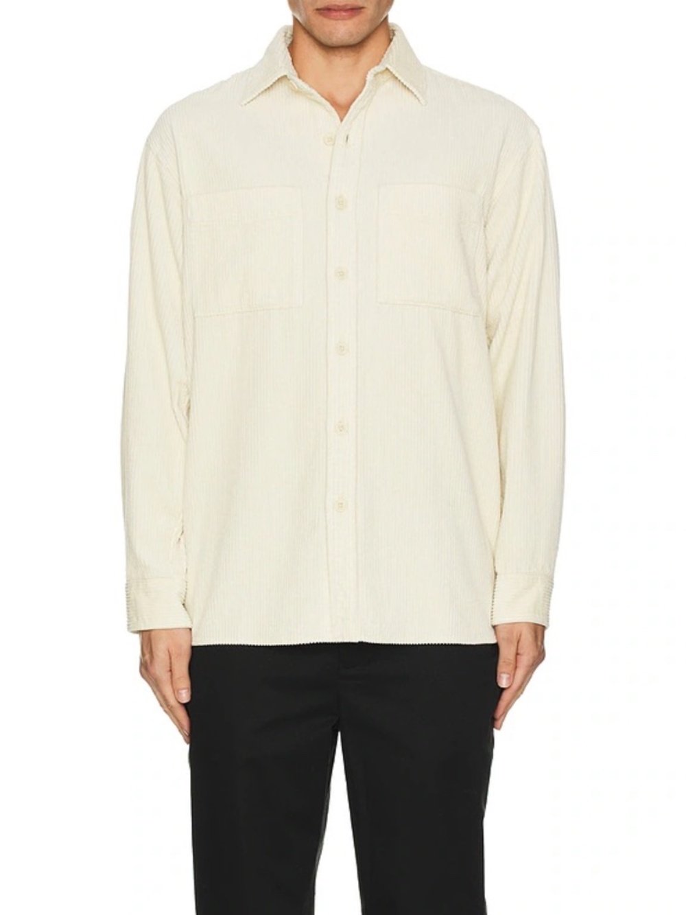 Wide Wale Corduroy Shirt Shacked in Cream
